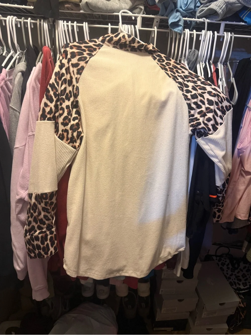 Maurices Cream and Leopard Print Button-Up Cardigan